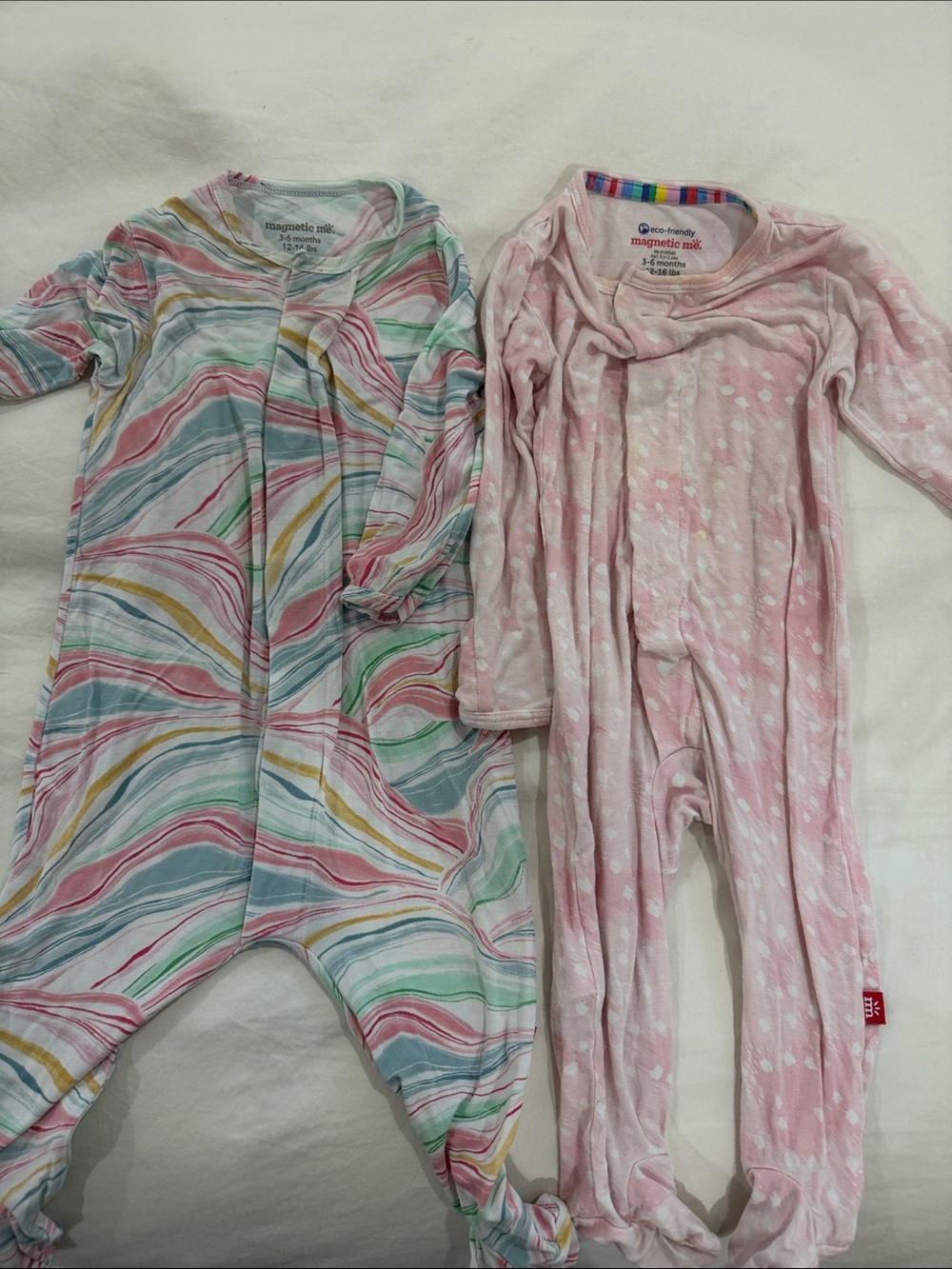 Magnetic Me Pink Heart & Multicolor Swirl Footed Sleepers - 2-Pack